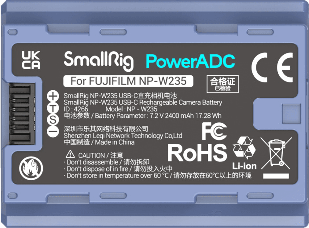 SmallRig 4266 USB-C batteri NP-W235 - til Fujifilm