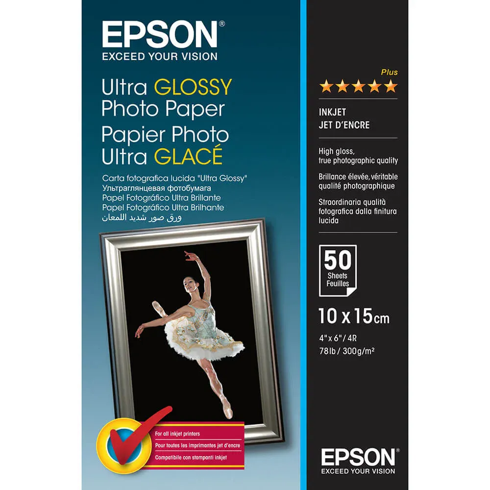 Epson 10x15cm Ultra Glossy Photo Paper 300g, 50 Ark