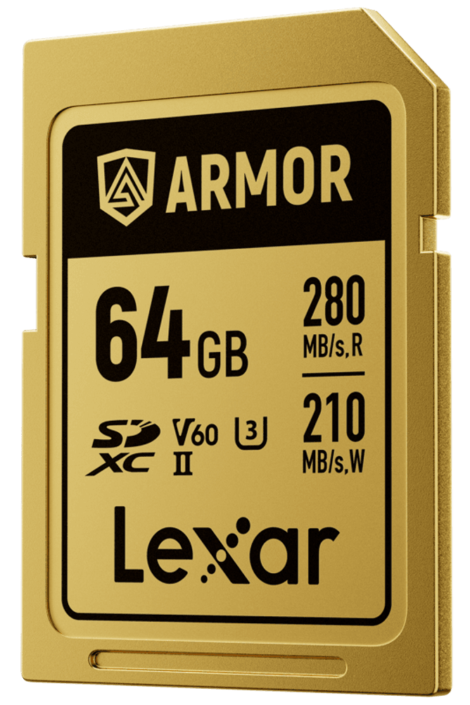 Lexar SDXC ARMOR Gold UHS-II U3, Stainless Steel, IP68 R280/W210 (V60) 64GB