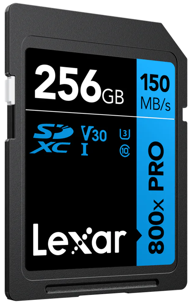 Lexar SDXC 800x Pro UHS-I cards, C10 (V30) U3, R150/W45, 256GB