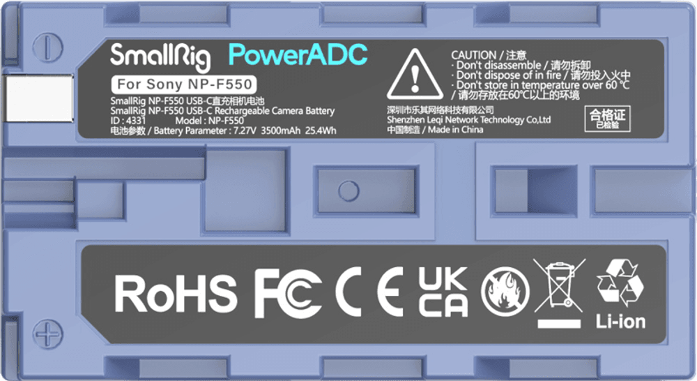 SmallRig  4331 Camera Battery USB-C Rechargable NP-F550