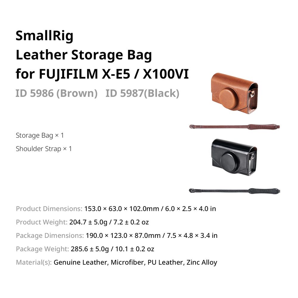 SmallRig 5986 Leather Storage Bag for FUJIFILM X-E5 / X100VI Brown